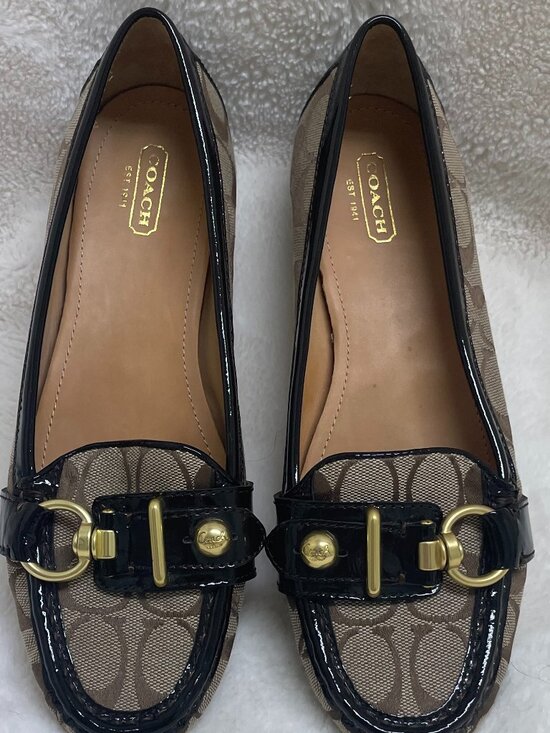 Women's Sz 8.5 B Coach Elkie Slip-on Loafers w/Logo Pattern F2070/H10 - Picture 4 of 9